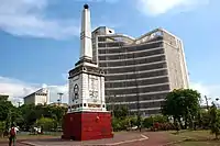 The monument in 2014 prior to its 2020 renovation. The monument was heavily vandalized.