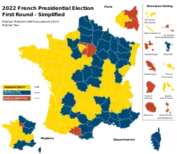 Simplified 2022 French presidential election's first round map