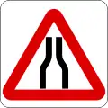 Road narrows on both sides ahead
