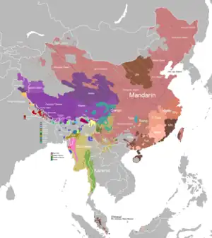 Map of Sino-Tibetan languages