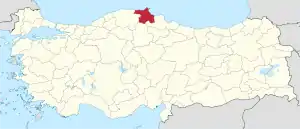 Location of Sinop Province in Turkey