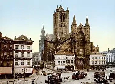 Image 9Saint Nicholas' Church, GhentPhotochrom: Detroit Publishing Co.Restoration: Michel VuijlstekeA ca. 1890–1900 photochrom print of Saint Nicholas' Church in Ghent, Belgium, one of the city's oldest and most prominent landmarks, dating back to the 13th century. The church's central tower served as an observation tower and carried the town bells until the neighboring belfry of Ghent was built.More selected pictures