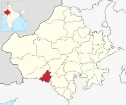 Location of Sirohi district in Rajasthan