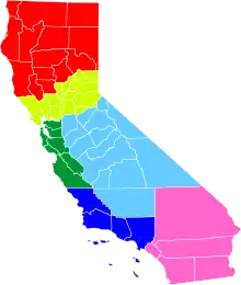 2013: Tim Draper's Six Californias proposal.mw-parser-output .legend{page-break-inside:avoid;break-inside:avoid-column}.mw-parser-output .legend-color{display:inline-block;min-width:1.25em;height:1.25em;line-height:1.25;margin:1px 0;text-align:center;border:1px solid black;background-color:transparent;color:black}.mw-parser-output .legend-text{}&nbsp;&nbsp;Jefferson.mw-parser-output .legend{page-break-inside:avoid;break-inside:avoid-column}.mw-parser-output .legend-color{display:inline-block;min-width:1.25em;height:1.25em;line-height:1.25;margin:1px 0;text-align:center;border:1px solid black;background-color:transparent;color:black}.mw-parser-output .legend-text{}&nbsp;&nbsp;North California.mw-parser-output .legend{page-break-inside:avoid;break-inside:avoid-column}.mw-parser-output .legend-color{display:inline-block;min-width:1.25em;height:1.25em;line-height:1.25;margin:1px 0;text-align:center;border:1px solid black;background-color:transparent;color:black}.mw-parser-output .legend-text{}&nbsp;&nbsp;Silicon Valley.mw-parser-output .legend{page-break-inside:avoid;break-inside:avoid-column}.mw-parser-output .legend-color{display:inline-block;min-width:1.25em;height:1.25em;line-height:1.25;margin:1px 0;text-align:center;border:1px solid black;background-color:transparent;color:black}.mw-parser-output .legend-text{}&nbsp;&nbsp;Central California.mw-parser-output .legend{page-break-inside:avoid;break-inside:avoid-column}.mw-parser-output .legend-color{display:inline-block;min-width:1.25em;height:1.25em;line-height:1.25;margin:1px 0;text-align:center;border:1px solid black;background-color:transparent;color:black}.mw-parser-output .legend-text{}&nbsp;&nbsp;West California.mw-parser-output .legend{page-break-inside:avoid;break-inside:avoid-column}.mw-parser-output .legend-color{display:inline-block;min-width:1.25em;height:1.25em;line-height:1.25;margin:1px 0;text-align:center;border:1px solid black;background-color:transparent;color:black}.mw-parser-output .legend-text{}&nbsp;&nbsp;South California