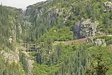 Old wooden trestle, White Pass and Yukon Route.