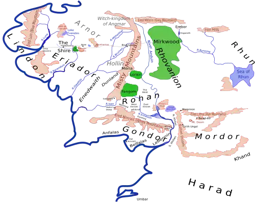 Sketch map of Middle-earth during the Third Age