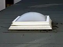 Fixed unit skylight, roof view.