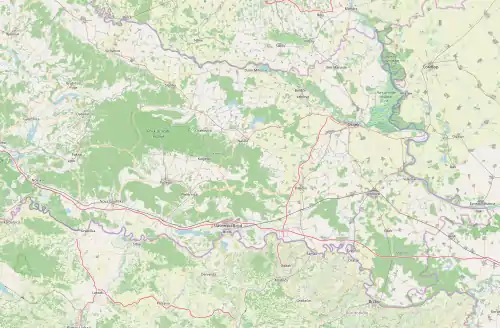 Map of the Slavonia with location of Prosvjeta local subcommittees highlighted