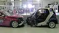The Fortwo crashed into a Mercedes-Benz C-Class