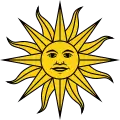 Sun of May in the flag of Uruguay, est. 1830