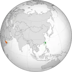 Map indicating locations of Taiwan and Somaliland