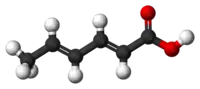 Sorbic acid (ball-and-stick model)