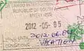 Entry stamp issued at O. R. Tambo International Airport for vacation purpose