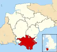 South Hams shown within Devon