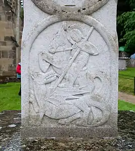 St. George, detail of South Harting war memorial, West Sussex