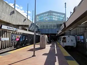 A southbound train at Balboa Park station, 2019
