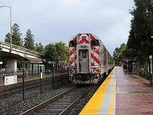 A train at a suburban railroad station