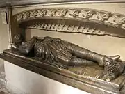 Effigy in carved wood of a recumbent knight, c. 1280-1300. Southwark Cathedral, London