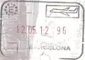Exit stamp for air travel, issued at Josep Tarradellas Barcelona–El Prat Airport