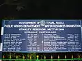 Specification board of Mettur dam