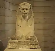 Frontal view of a sphinx of the dromos