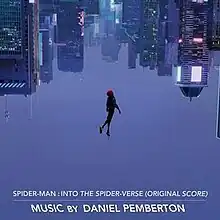 The film's protagonist Miles Morales falls to an upside-down New York.