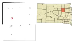 Location in Spink County and the state of South Dakota