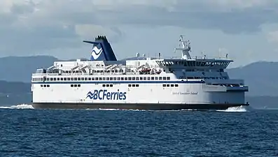 MV&nbsp;Spirit of Vancouver Island en route to Tsawwassen from Swartz Bay. Route 1 is BC Ferries busiest route.
