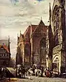 Figures On The Market Square In Front Of The Martinikirche Braunschweig, by Cornelis Springer, 1874