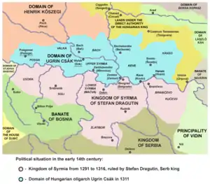  Map showing Dragutin's realm