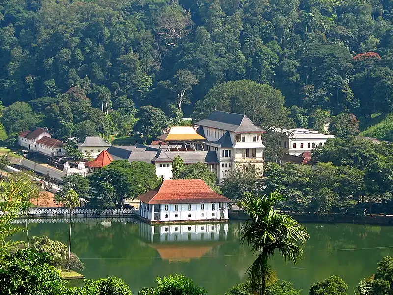 The Kandyan roof style of the Temple of the Tooth in Kandy, Sri Lanka