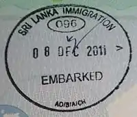 Exit stamp issued at Bandaranaike International Airport