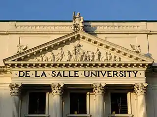 Pediment of St. La Salle Hall facade
