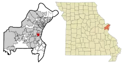 Location of Brentwood, Missouri