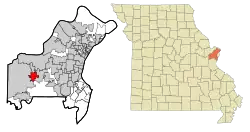Location of Ellisville, Missouri