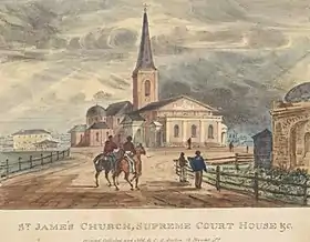 Lithograph of St James Church c. 1836 by Robert Russell