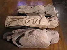 Medieval effigies. Top: thought to be Anthony de Lucy. Middle: Maud de Lucy. Bottom: possibly Robert de Harington.