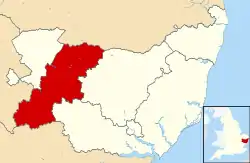 St Edmundsbury shown within Suffolk