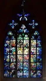 Stained glass window of St. Vitus Cathedral in Prague by Alphonse Mucha