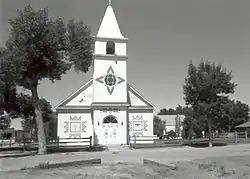 St. Stephen's Mission Church on the Wyoming Wind River Reservation features cultural designs by Arapaho artist Raphael Norse.