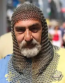 Man wearing mail coif