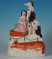 From a Welsh legend, the bloodstained hound Gelert, a dead wolf, and the son of Llywelyn the Great, who returns and kills Gelert in error and never smiled again. c. 1860.