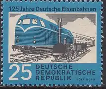 Locomotive Adler and DR Class V 180, Deutsche Post of the GDR, 1960