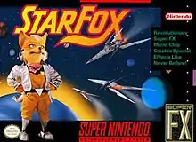 An anthropomorphic fox stands in front of an outer space scene, where spaceships are seen approaching a planet.