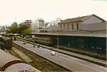 View of the station with metre gauge and normal gauge rails, 1979.