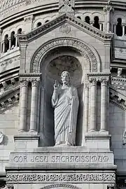 Statue of the Sacred Heart of Jesus, south facade