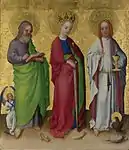 Three Saints (Matthew, Catherine of Alexandria and John the Evangelist), c. 1450. National Gallery, London