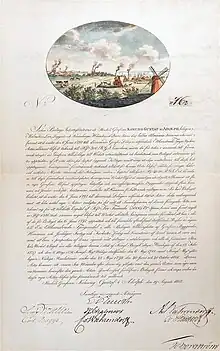 Stock certificate of the Coal Mine King Gustaf IV. Adolph for 3,000 Riksdaler Specie, issued on August 19, 1805, originally signed by the founders Eric Ruuth and William Chalmers, among others. One of Sweden's oldest companies, today Höganäs AB.