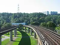 Elevated approach to the station