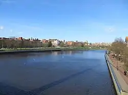 Skyline of Stockton-on-Tees across River Tees